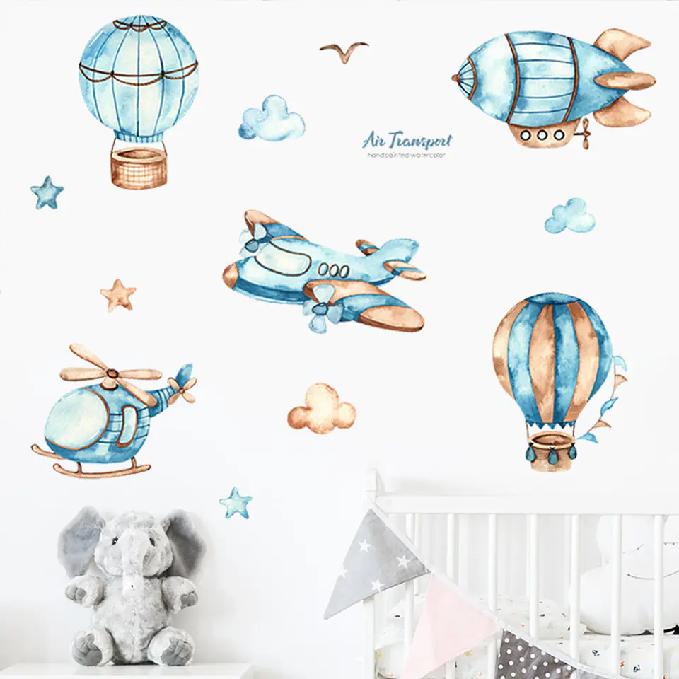 Aviones y globos niños 2 x (90x30cm) | Vinilo sticker pared 4