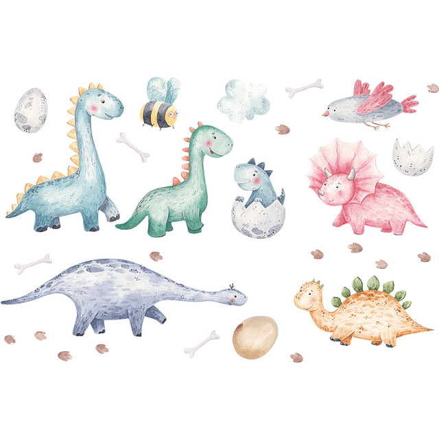Dinosaurios bebes 2 x (90x30cm) | Vinilo sticker pared