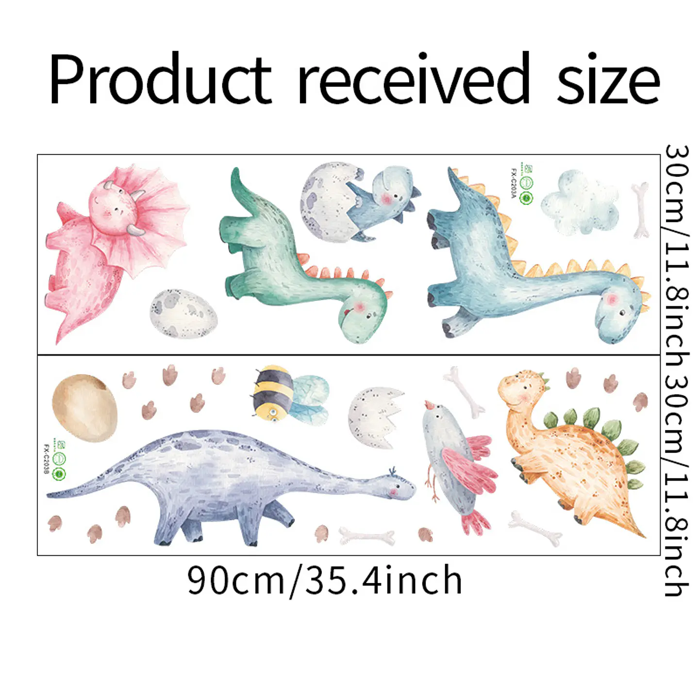 Dinosaurios bebes 2 x (90x30cm) | Vinilo sticker pared 7