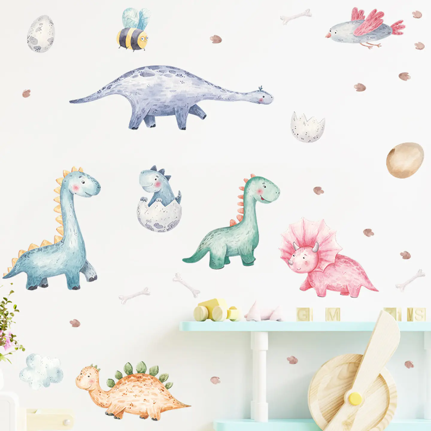 Dinosaurios bebes 2 x (90x30cm) | Vinilo sticker pared 3