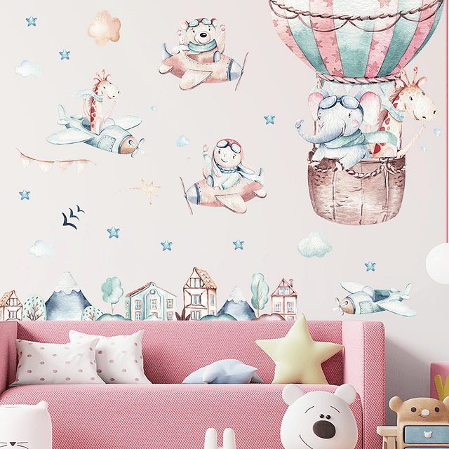 Animales aviadores 2 x (90x30cm) | Vinilo sticker pared