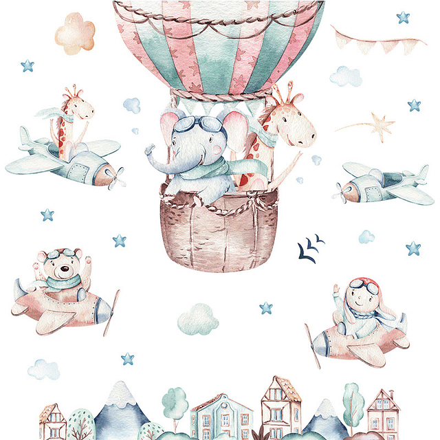 Animales aviadores 2 x (90x30cm) | Vinilo sticker pared