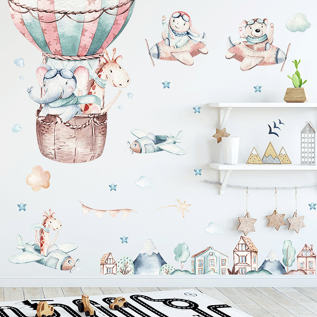 Animales aviadores 2 x (90x30cm) | Vinilo sticker pared