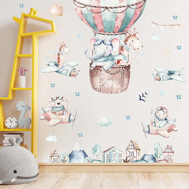 Animales aviadores 2 x (90x30cm) | Vinilo sticker pared