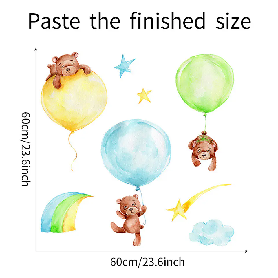 Osos y globos en acuarela | Vinilo sticker pared 2