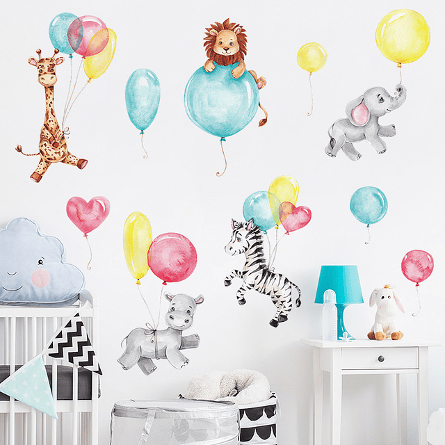 Animales bebés y globos | Vinilo sticker pared 