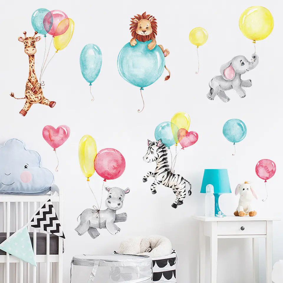 Animales bebés y globos | Vinilo sticker pared  2
