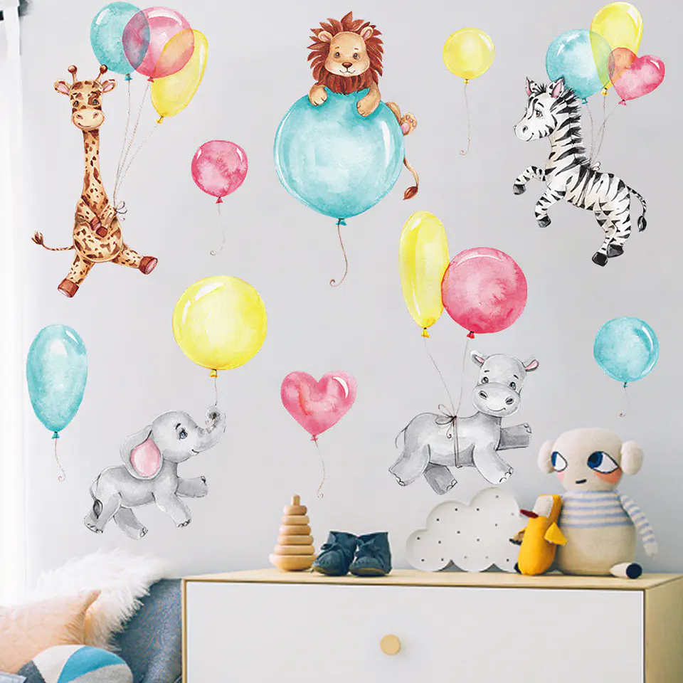 Animales bebés y globos | Vinilo sticker pared  3