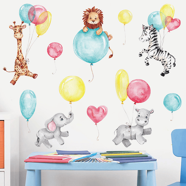Animales bebés y globos | Vinilo sticker pared 
