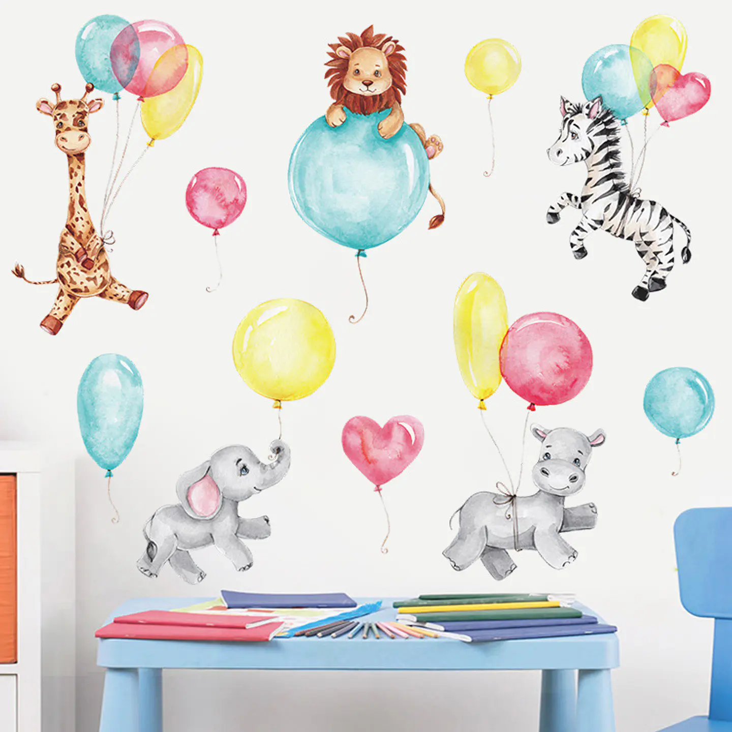 Animales bebés y globos | Vinilo sticker pared  4