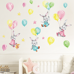 Conejos y globos | Vinilo sticker pared
