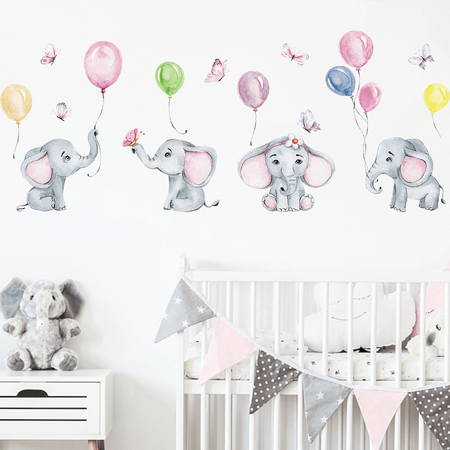 Viva artería avión Elefantes bebes niños decoración Vinilo sticker pared