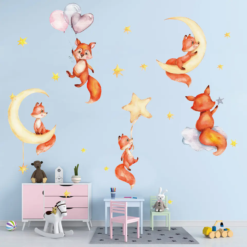 Zorritos Soñadores | Lámina Vinilo Decorativa Infantil 90 × 30 cm 4