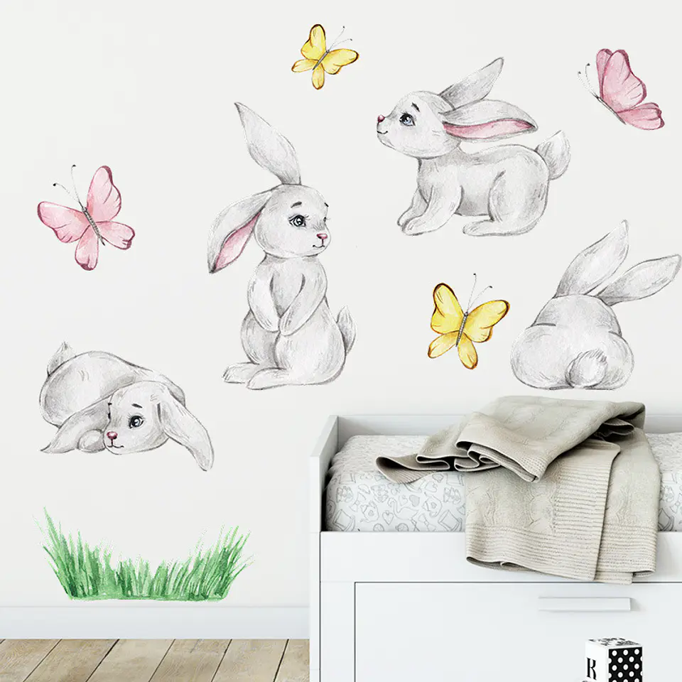 Preciosos conejos en acuarela | Vinilo sticker pared 2