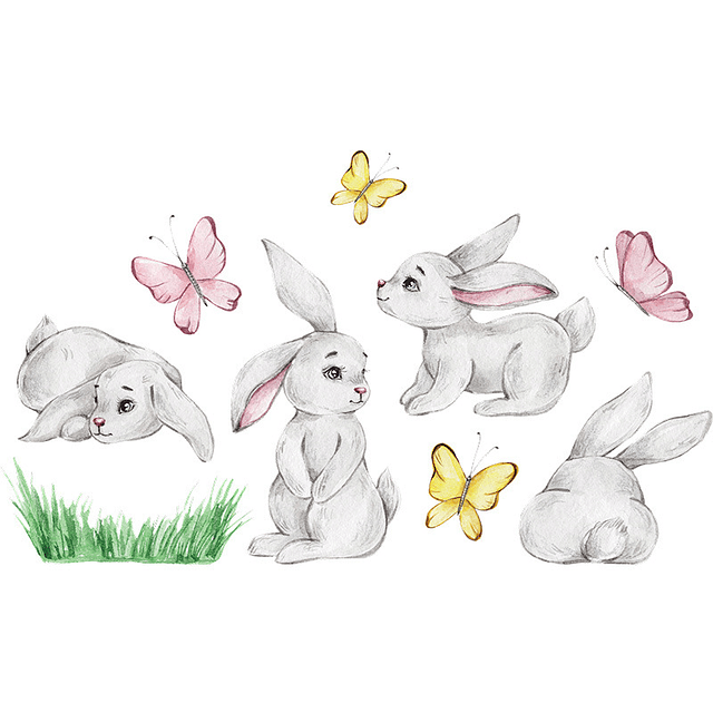 Preciosos conejos en acuarela | Vinilo sticker pared