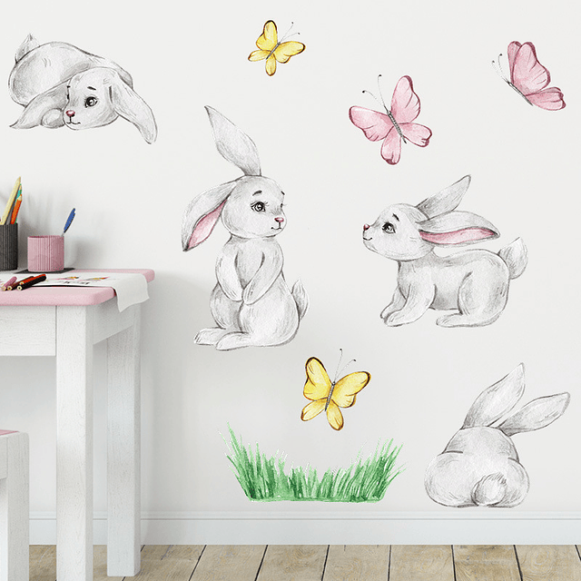 Preciosos conejos en acuarela | Vinilo sticker pared