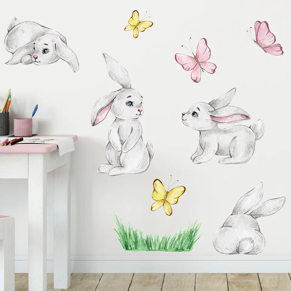 Preciosos conejos en acuarela | Vinilo sticker pared 3