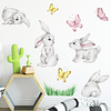 Preciosos conejos en acuarela | Vinilo sticker pared