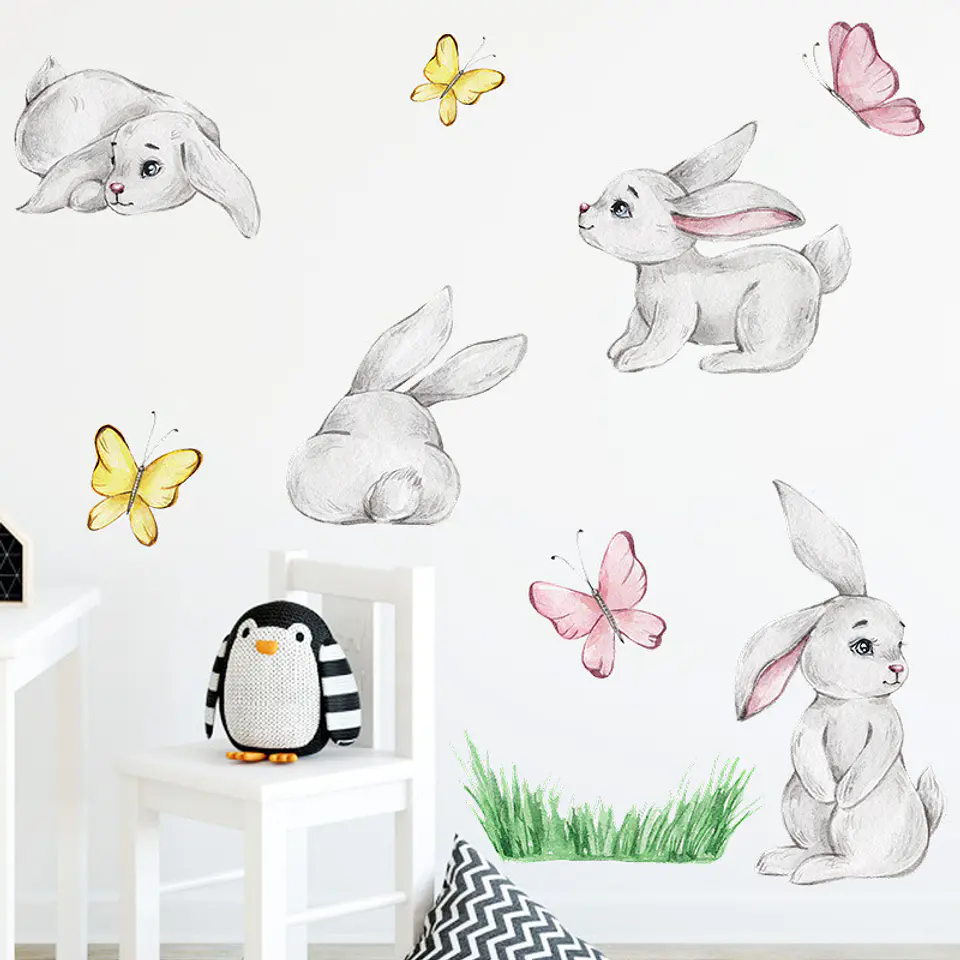Preciosos conejos en acuarela | Vinilo sticker pared 5