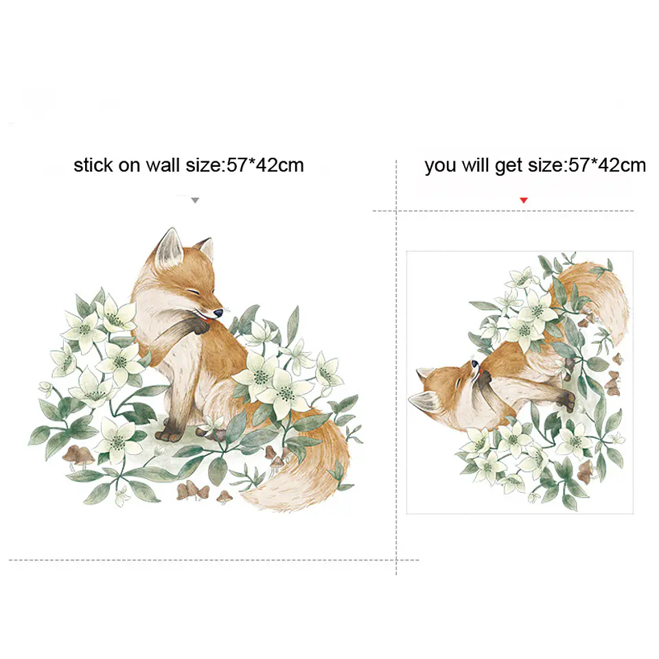 Zorrito entre Flores | Vinilo Decorativo Infantil 55 × 40 cm 4