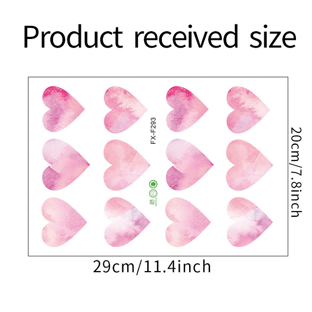 Set de 2 laminas Corazones rosados degrade | Vinilo sticker pared 