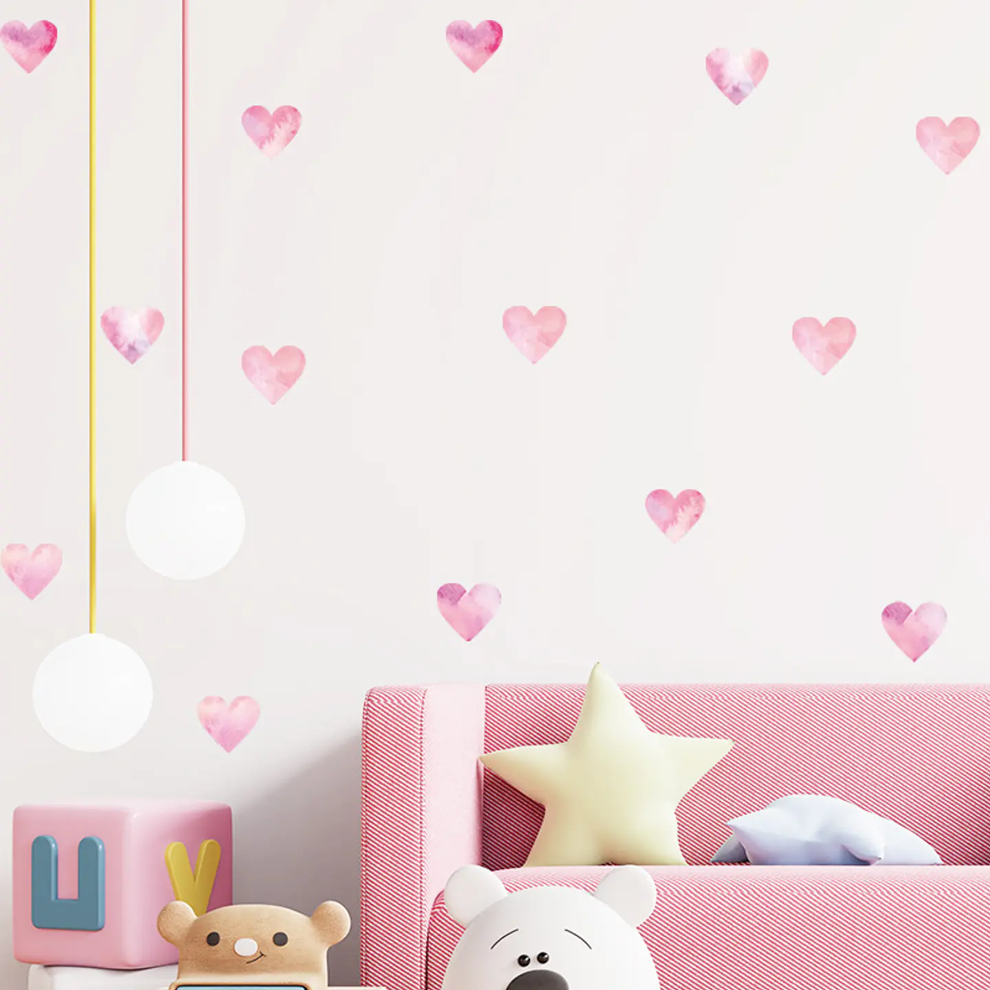 Corazones en Acuarela | Set 2 Vinilos Decorativos Infantiles 20 × 30 cm 3