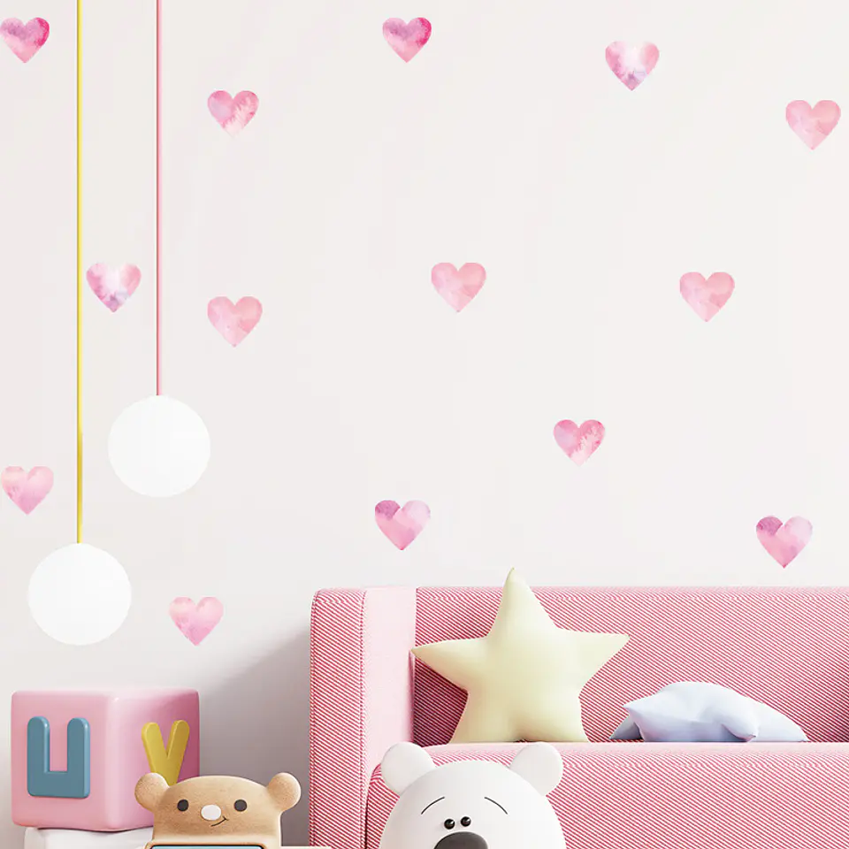 Corazones en Acuarela | Set 2 Vinilos Decorativos Infantiles 20 × 30 cm 3