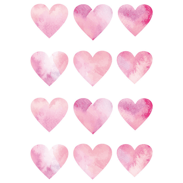 Set de 2 laminas Corazones rosados degrade | Vinilo sticker pared 