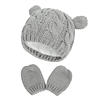 Osito gris | Gorro y guantes mitones gris