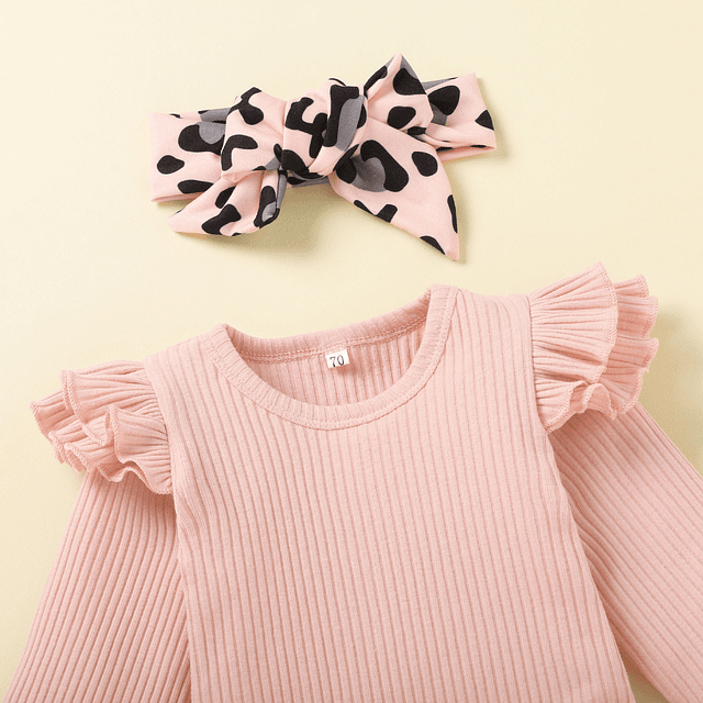 Animal print | Conjunto pilucho, pantalón y cintillo niña