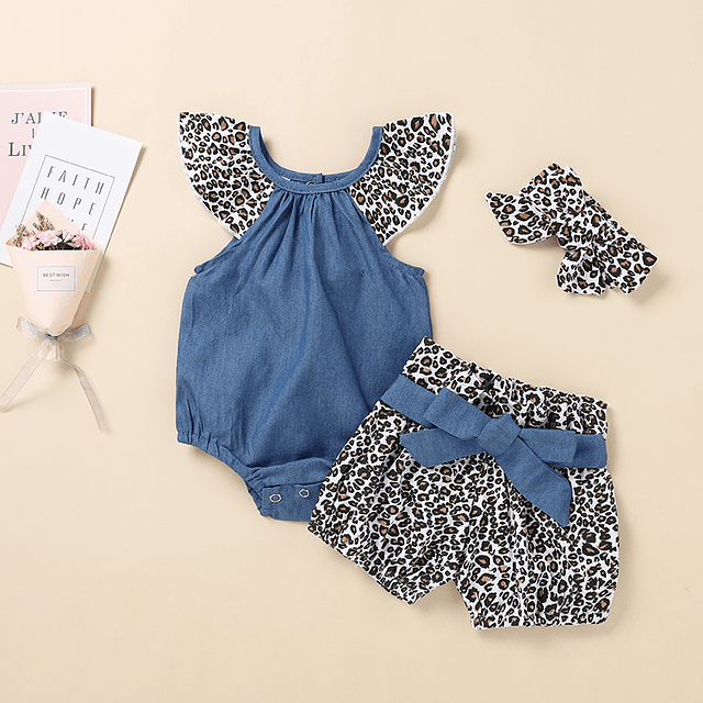 Animal print | Conjunto pilucho, pantalón corto y cintillo