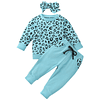 Animal print azul | Conjunto poleron, pantalones y cintillo