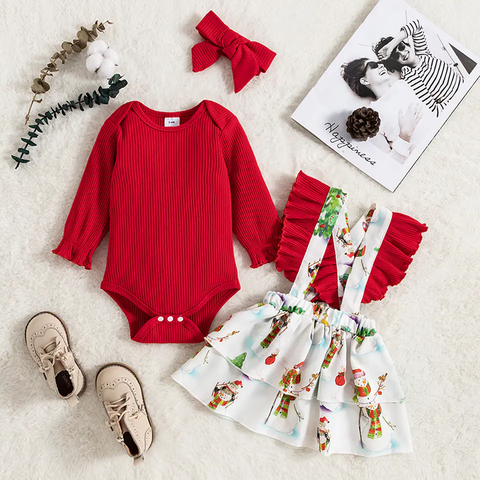Navideña | Conjunto vestido, pilucho y cintillo 3