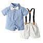Conjunto vestido gorro, camisa con short, suspensores - Miniatura 3