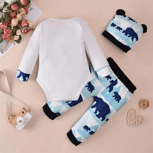 Baby bear| Conjunto pilucho, pantalón y gorrito