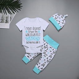 Daddy is the best | Conjunto pilucho, pantalón y gorrito