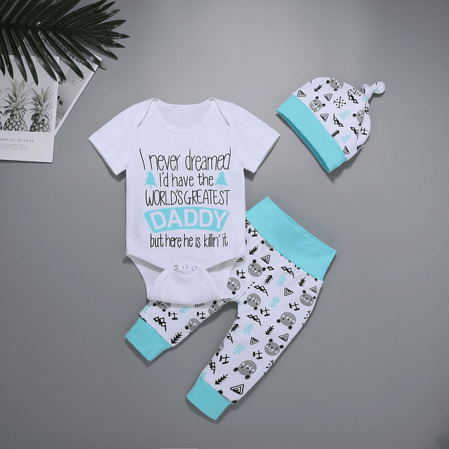 Daddy is the best | Conjunto pilucho, pantalón y gorrito