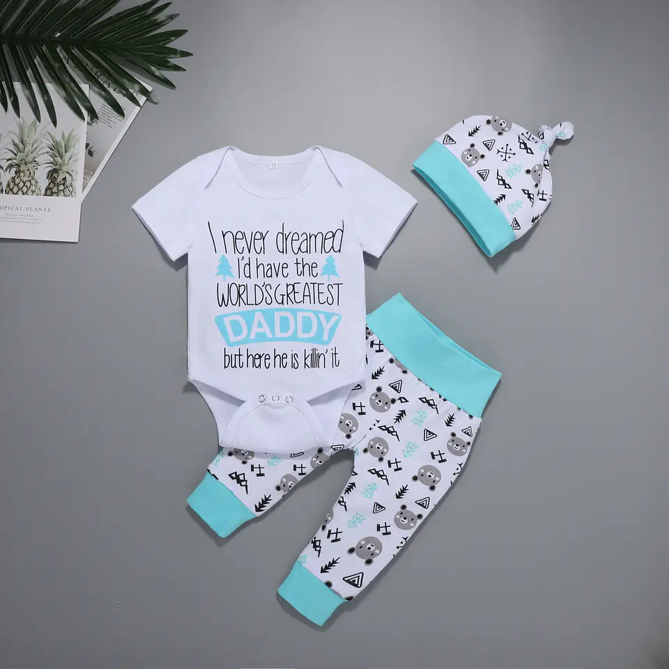 Daddy is the best | Conjunto pilucho, pantalón y gorrito 1
