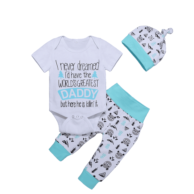 Daddy is the best | Conjunto pilucho, pantalón y gorrito