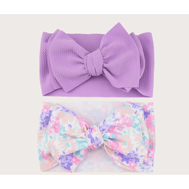 Primavera Primaverita | Set 3 cintillos maxi lazos morado y con flores