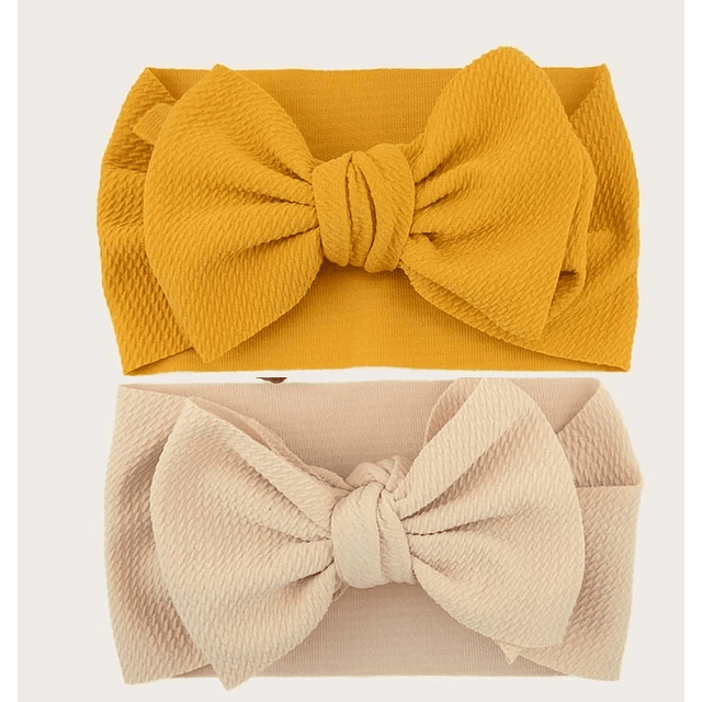 Primavera Primaverita | Set 2 cintillos maxi lazos beige y amarillo