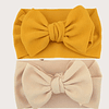Primavera Primaverita | Set 2 cintillos maxi lazos beige y amarillo