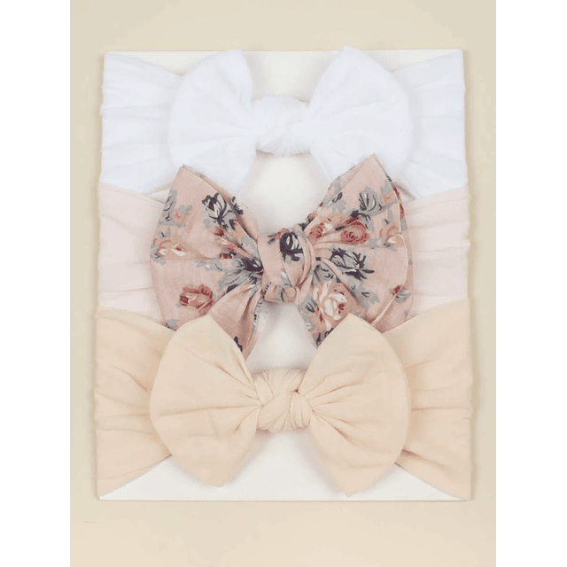 Set 3 Cintillos Diadema Bebe Niña beige