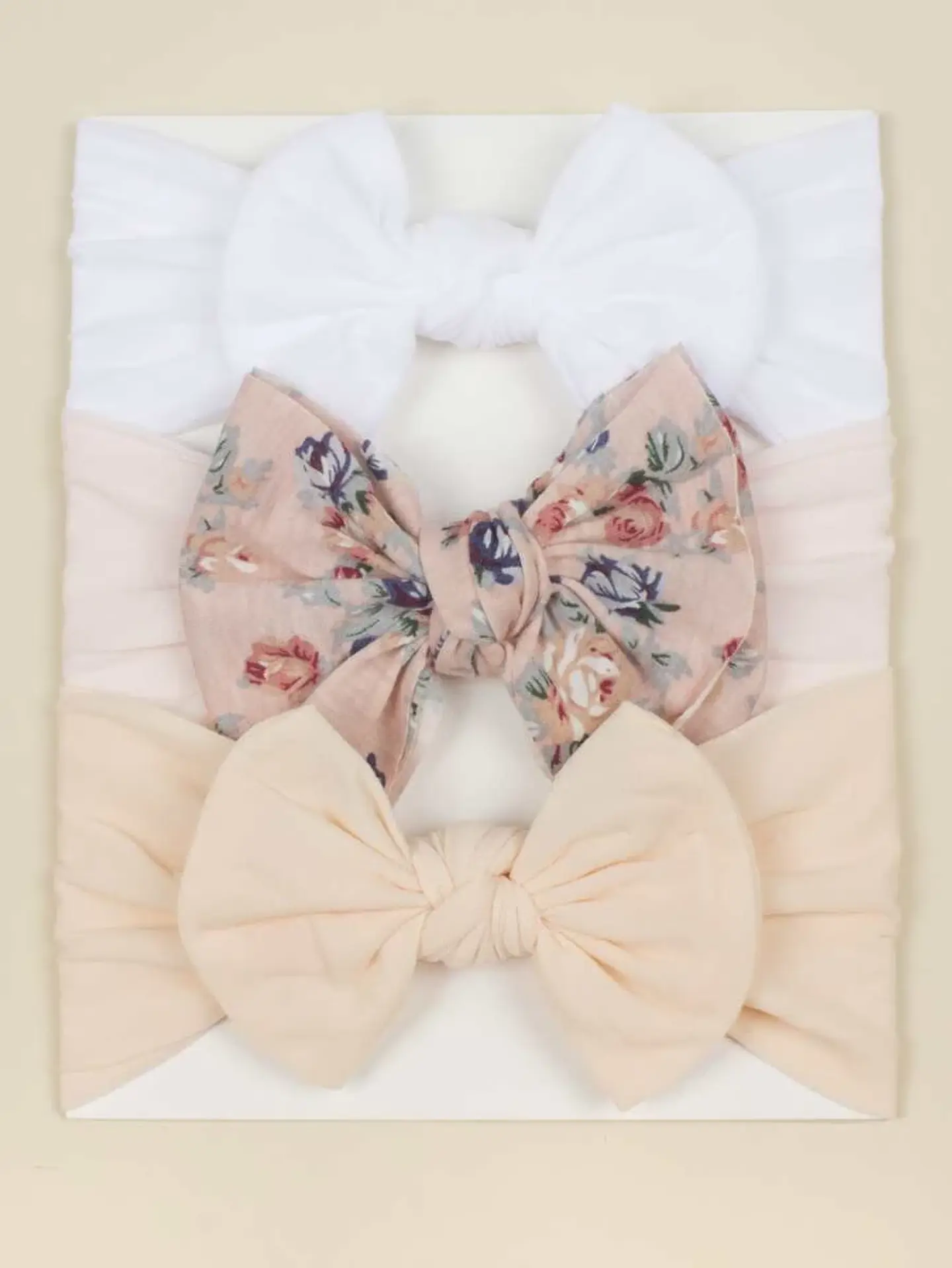 Set 3 Cintillos Diadema Bebe Niña beige 4