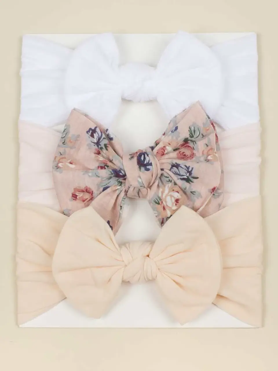 Set 3 Cintillos Diadema Bebe Niña beige 4