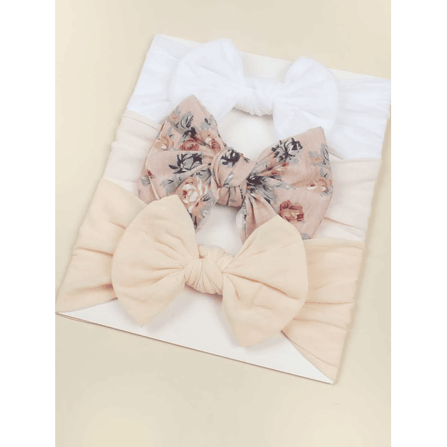 Set 3 Cintillos Diadema Bebe Niña beige