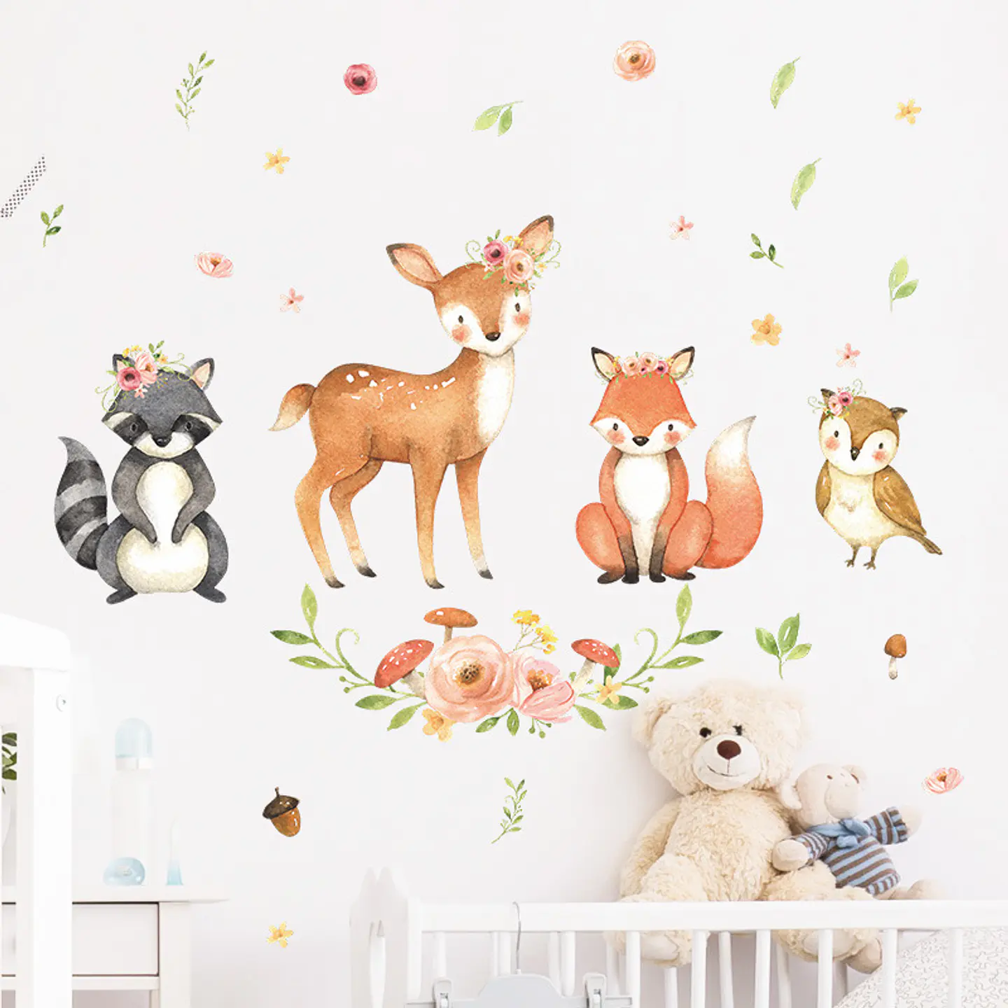 Sticker de Pared Infantil Cute Animals | Vinilo Decorativo 90x30cm Estilo Acuarela 5