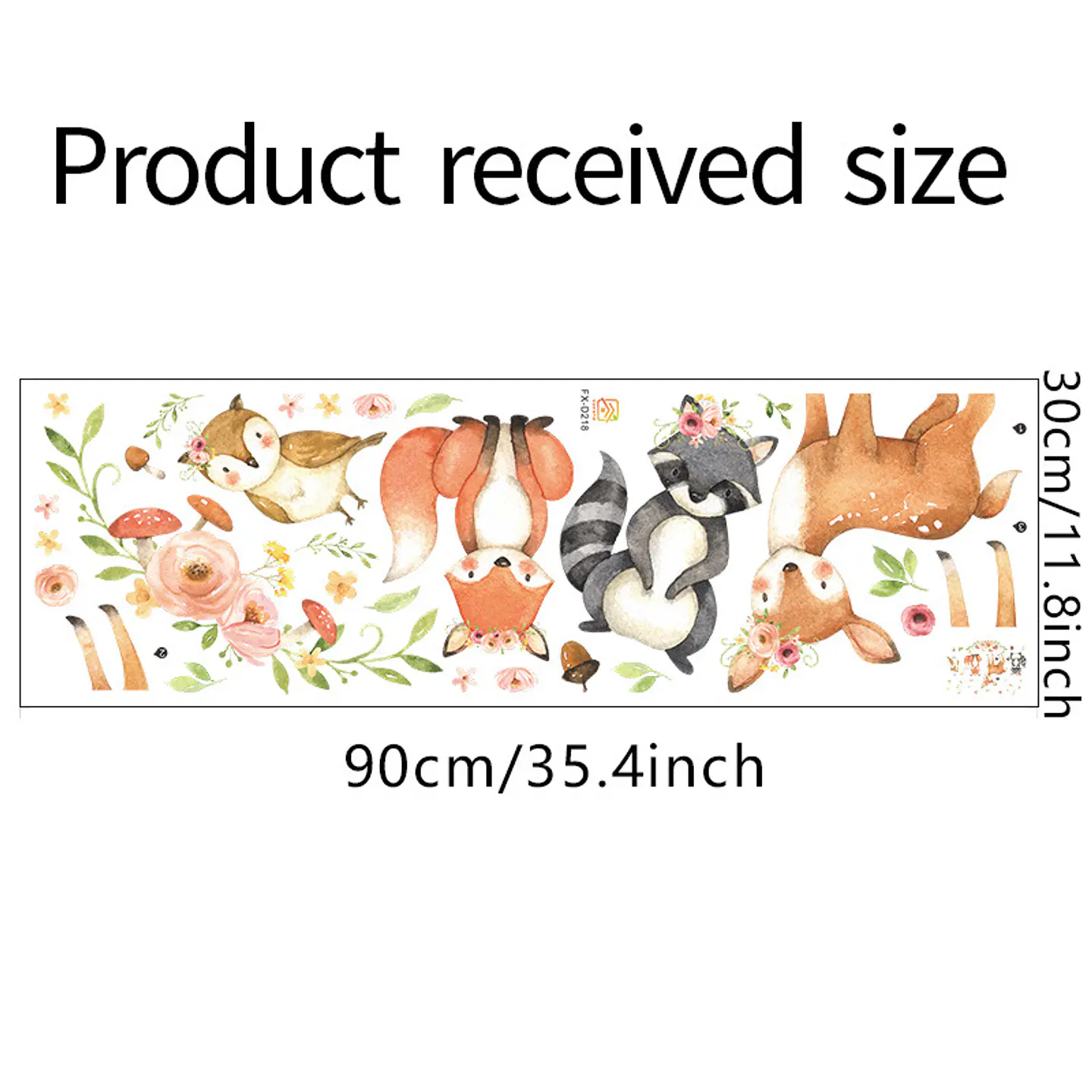 Sticker de Pared Infantil Cute Animals | Vinilo Decorativo 90x30cm Estilo Acuarela 6
