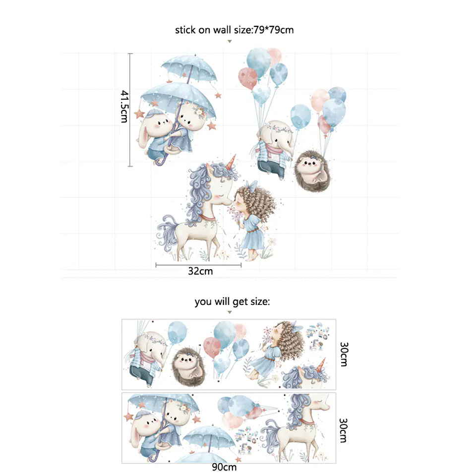 Sticker de Pared Infantil Sweet Girl Unicornio 2x (90x30 cm) vinilo 5
