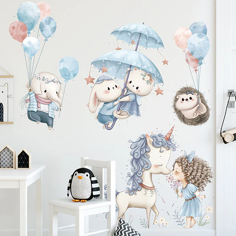 Sticker de Pared Infantil Sweet Girl Unicornio 2x (90x30 cm) vinilo